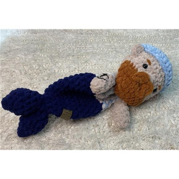New Handmade Crochet Mr. Merman Child's Snuggler/Lovey - Picture 2 of 5